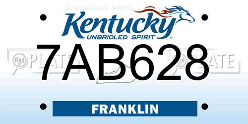 7AB628 Kentucky License Plate