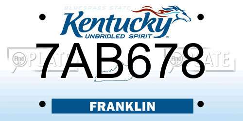 7AB678 Kentucky License Plate
