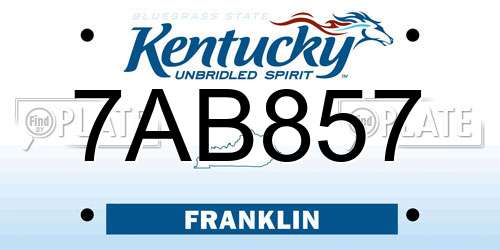 7AB857 Kentucky License Plate