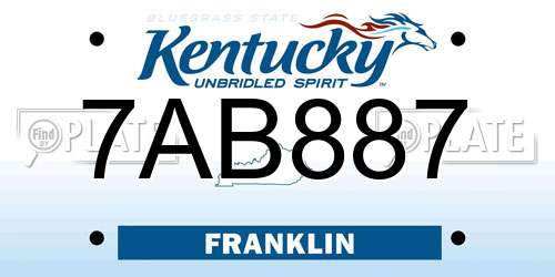 7AB887 Kentucky License Plate