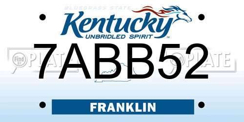 7ABB52 Kentucky License Plate