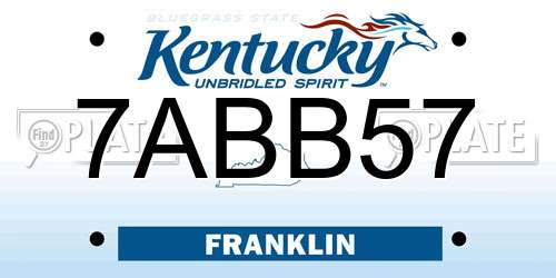 7ABB57 Kentucky License Plate
