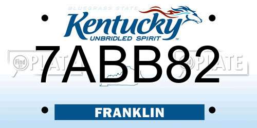7ABB82 Kentucky License Plate