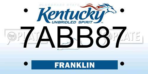 7ABB87 Kentucky License Plate