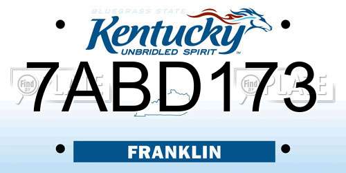7ABD173 Kentucky License Plate