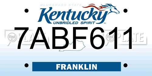 7ABF611 Kentucky License Plate