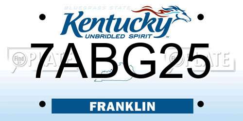 7ABG25 Kentucky License Plate