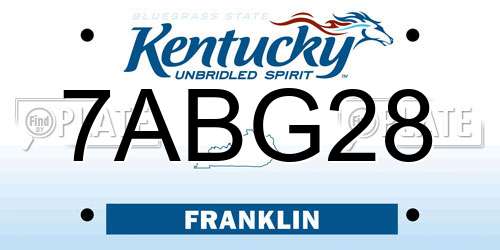 7ABG28 Kentucky License Plate