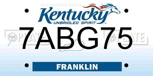 7ABG75 Kentucky License Plate
