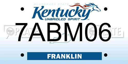 7ABM06 Kentucky License Plate