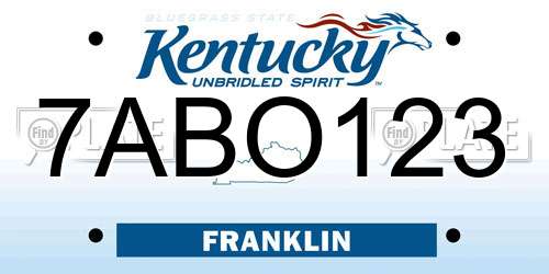 7ABO123 Kentucky License Plate