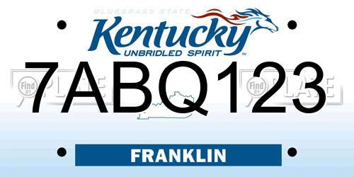 7ABQ123 Kentucky License Plate