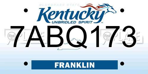 7ABQ173 Kentucky License Plate