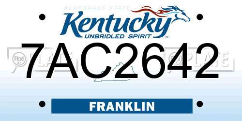 7AC2642 Kentucky License Plate
