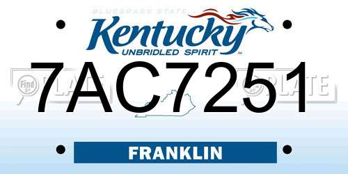7AC7251 Kentucky License Plate