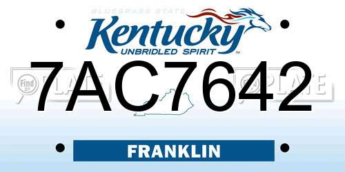 7AC7642 Kentucky License Plate