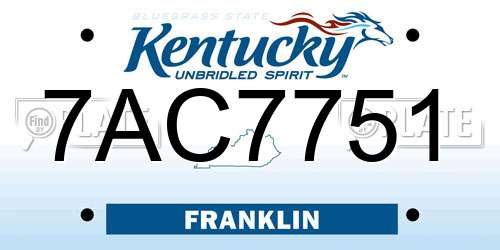 7AC7751 Kentucky License Plate