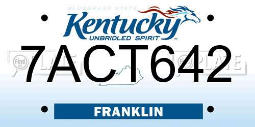 7ACT642 Kentucky License Plate