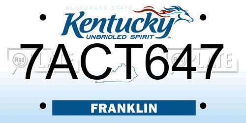 7ACT647 Kentucky License Plate