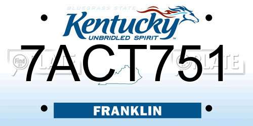 7ACT751 Kentucky License Plate