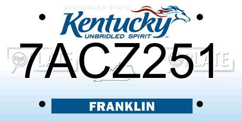7ACZ251 Kentucky License Plate