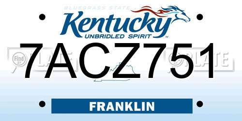 7ACZ751 Kentucky License Plate