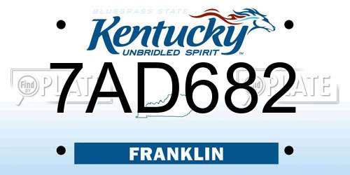 7AD682 Kentucky License Plate