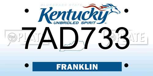 7AD733 Kentucky License Plate