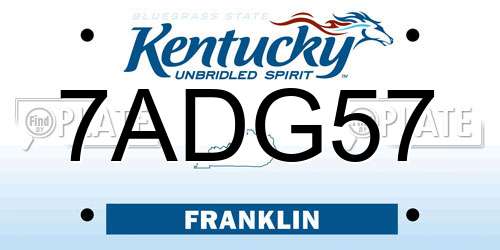 7ADG57 Kentucky License Plate