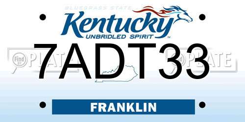 7ADT33 Kentucky License Plate