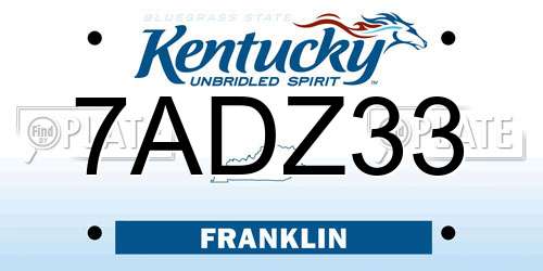 7ADZ33 Kentucky License Plate