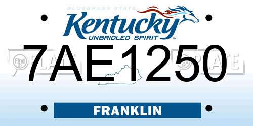 7AE1250 Kentucky License Plate
