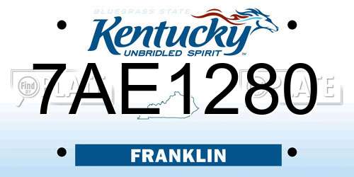 7AE1280 Kentucky License Plate