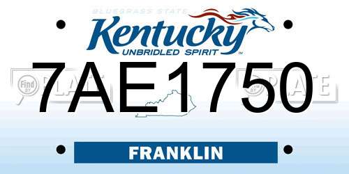 7AE1750 Kentucky License Plate
