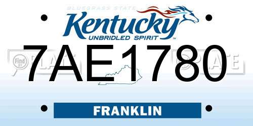 7AE1780 Kentucky License Plate