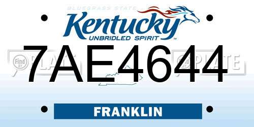 7AE4644 Kentucky License Plate