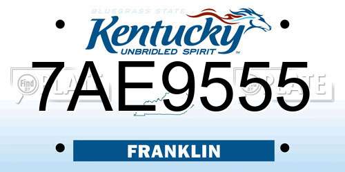 7AE9555 Kentucky License Plate