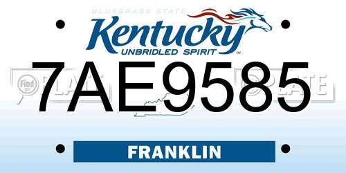 7AE9585 Kentucky License Plate