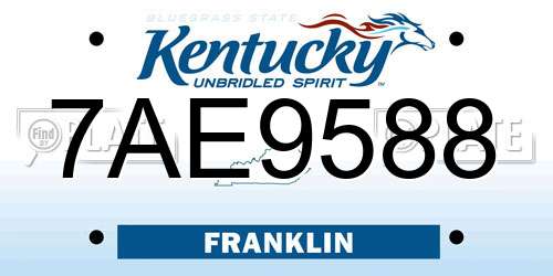 7AE9588 Kentucky License Plate