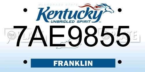 7AE9855 Kentucky License Plate