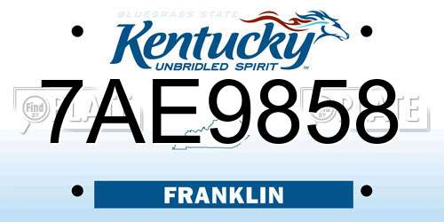7AE9858 Kentucky License Plate