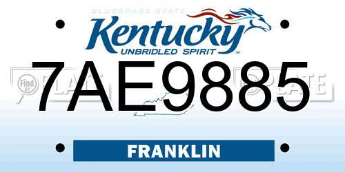 7AE9885 Kentucky License Plate