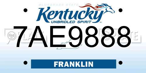 7AE9888 Kentucky License Plate