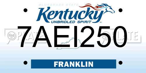 7AEI250 Kentucky License Plate