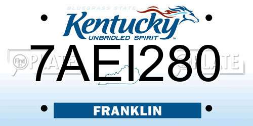 7AEI280 Kentucky License Plate