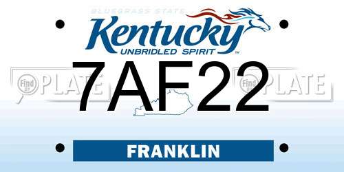 7AF22 Kentucky License Plate