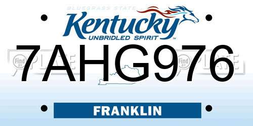 7AHG976 Kentucky License Plate