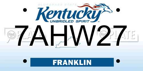 7AHW27 Kentucky License Plate