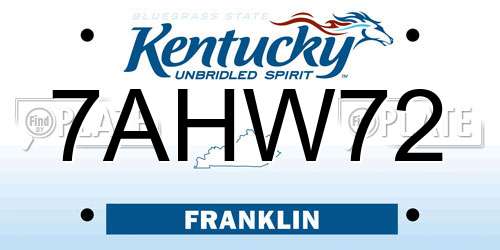 7AHW72 Kentucky License Plate