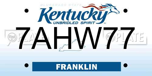 7AHW77 Kentucky License Plate